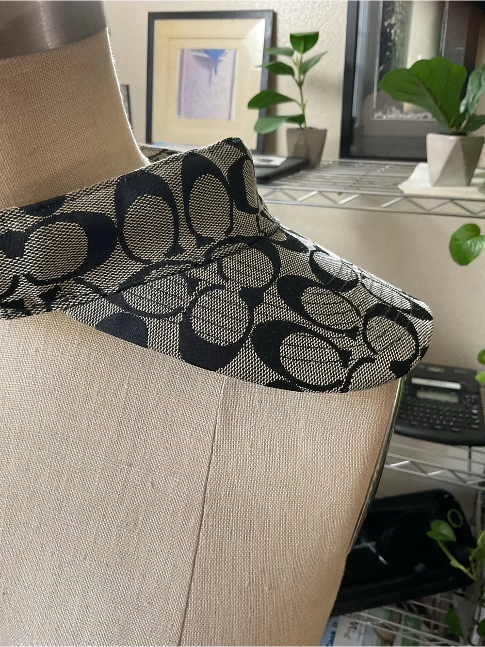 Coach Black and Cream Signature Visor Scarf